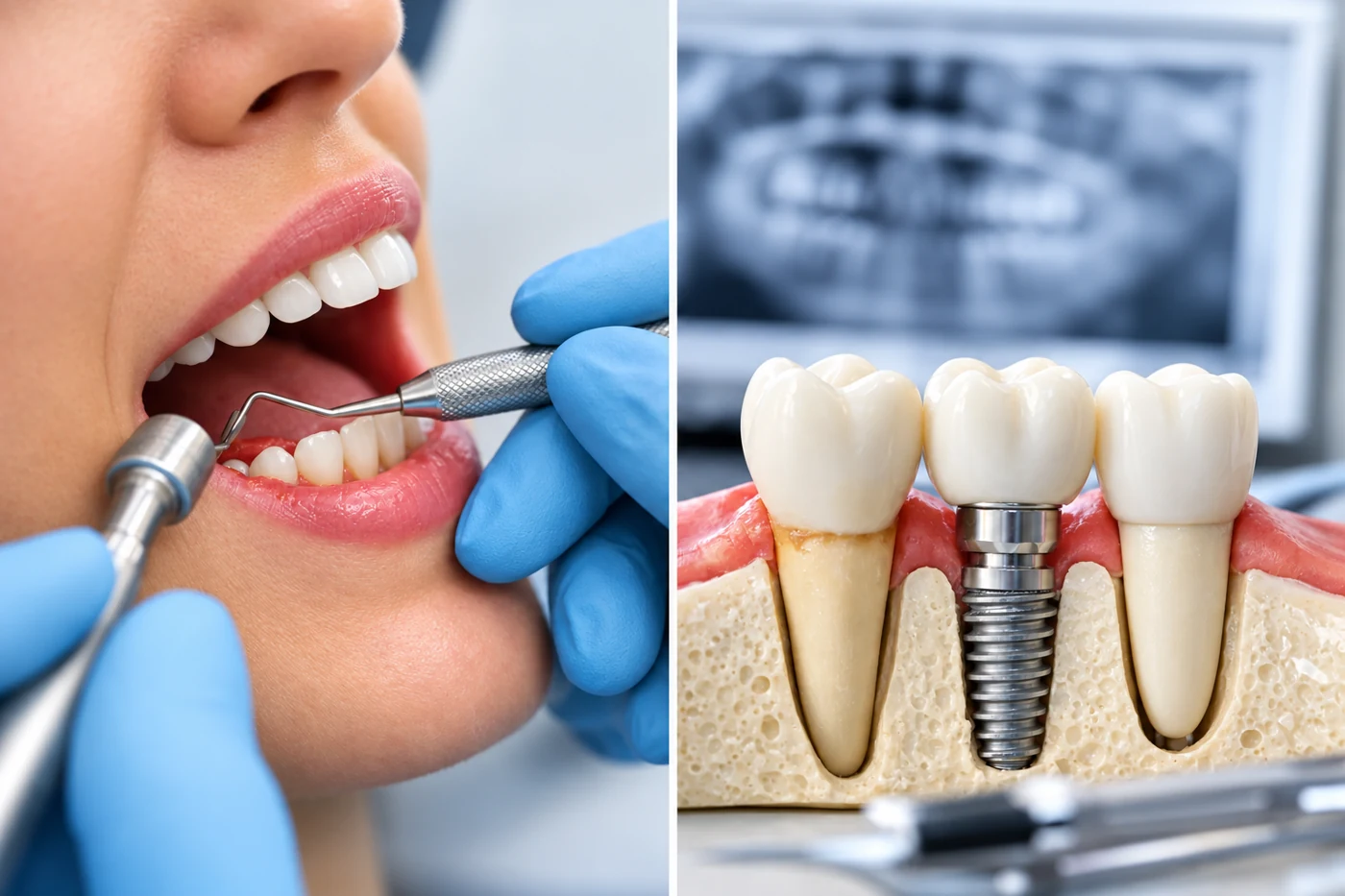 Illustrative periodontal care and dental model